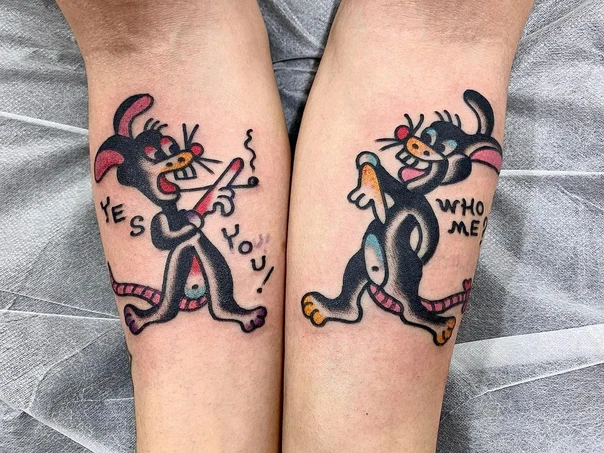 Old School Animal, Lettering tattoo on Calf