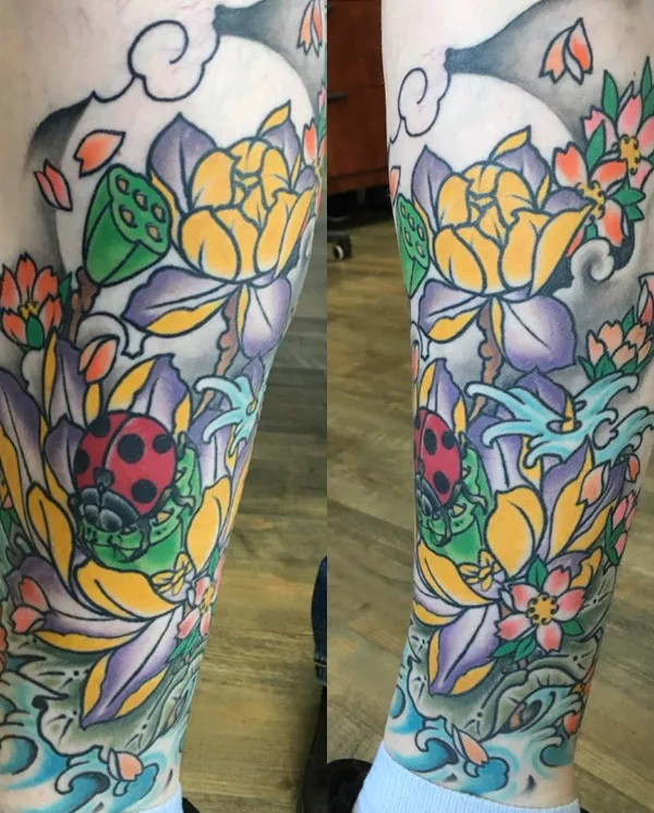 color japanese tatouage sur calf #54567 | Artiste tatoueur Kirk Sheppard