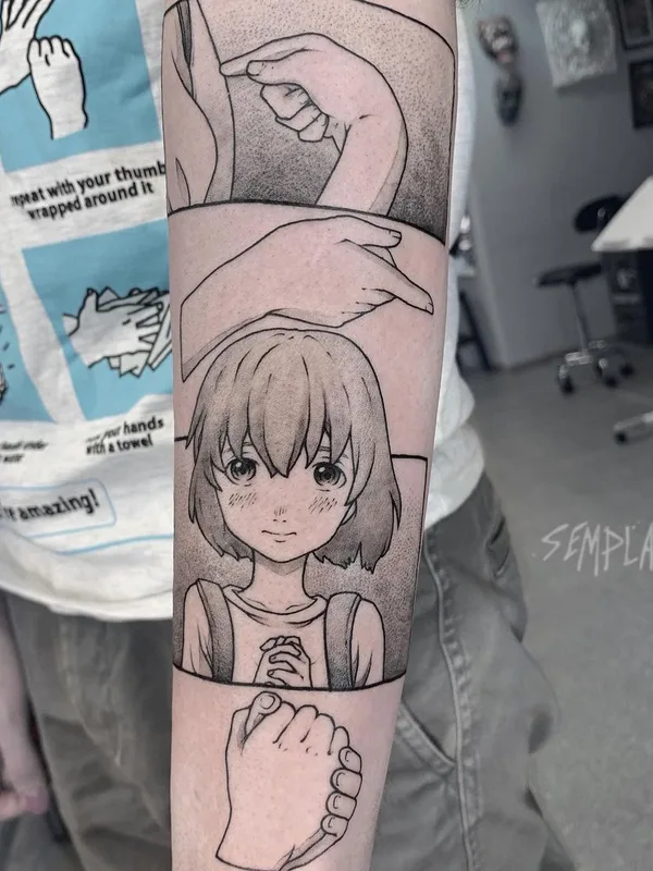 black and grey anime татуировка на forearm #54669 | Тату мастер Дима Semplai