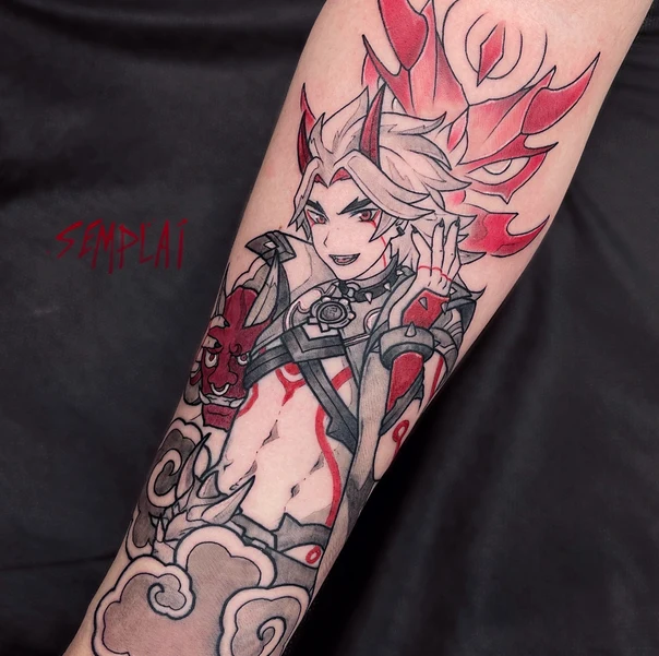 Аниме Character, Clouds tattoo на Предплечье