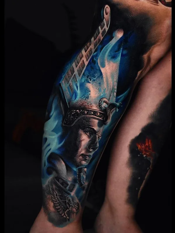color realism tatuaje en thigh #67565 | Tatuador Ignácz Bence