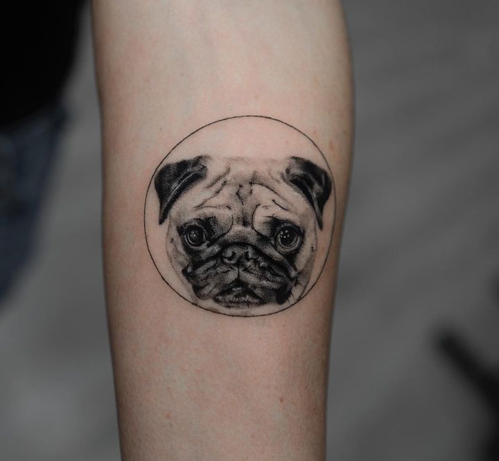 Lucky Pug Tattoos on Tumblr: AmaIng realistic tattoo by @fernandoshimizu  São Paulo, Brazil . www.luckypug.com . To get your pug tattoo featured  tag...