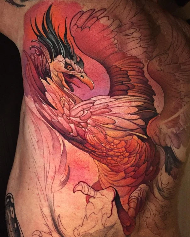 Illustrative Phoenix, Bird tattoo on Side