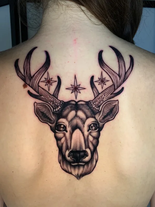 female black and grey black and grey tatuaje en upper back #67793 | Tatuador Carne 