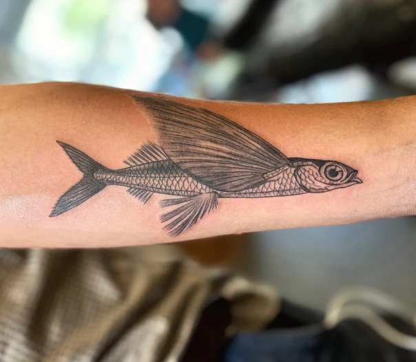 Linework Fish tattoo on Forearm