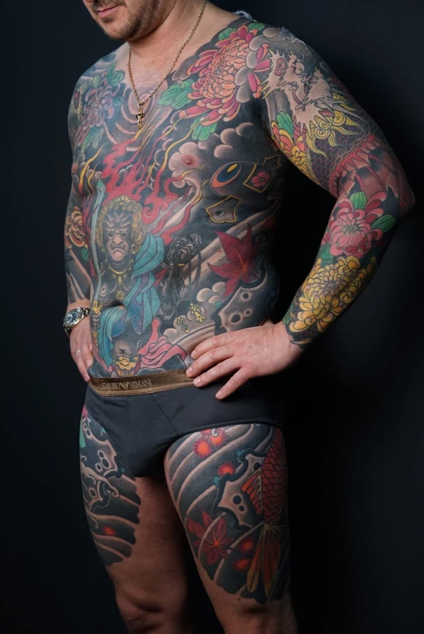 Japanese Dragon, Koi tattoo on Full body