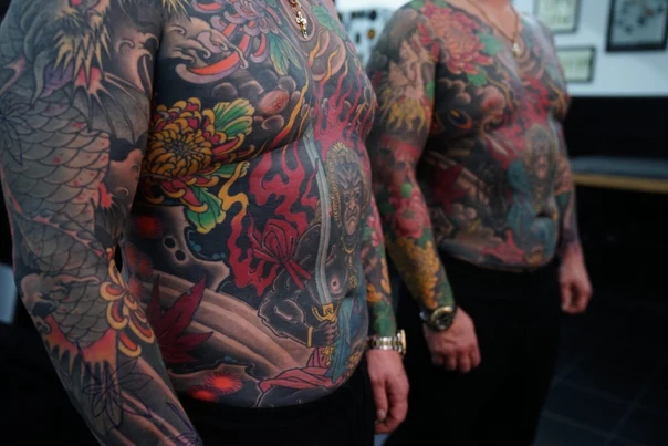 Японская Dragon, Flowers tattoo на Full body