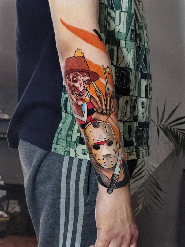 New School Horror, Freddy krueger tattoo on Forearm