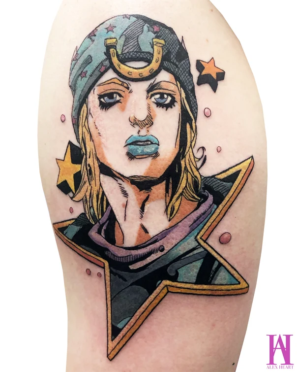 Anime Portrait, Star tattoo on Shoulder