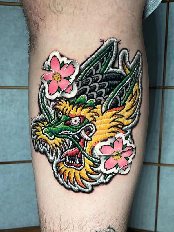 color japanese Tatuaggio su calf #68372 | Tatuatore Vinícius Moschen