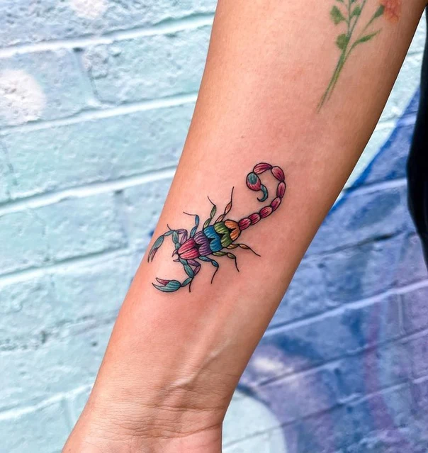 Illustrative Scorpion tattoo on Forearm