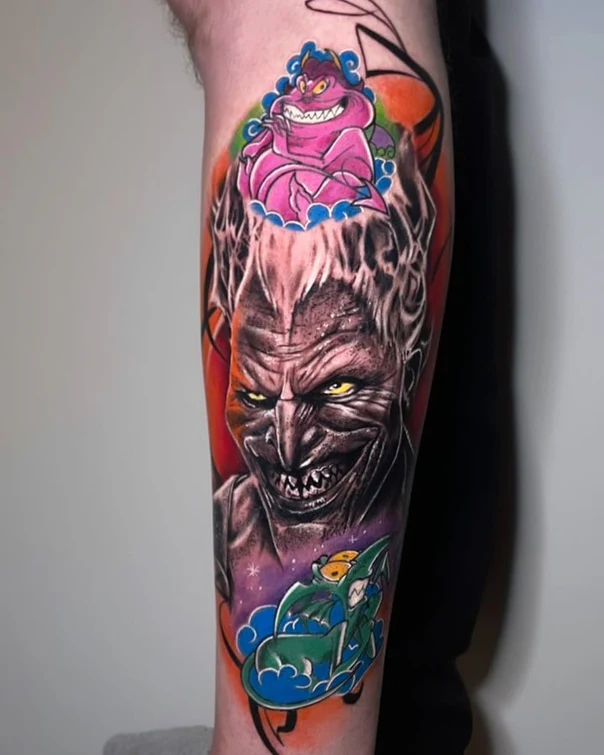 Illustrative Character, Fantasy tattoo on Calf