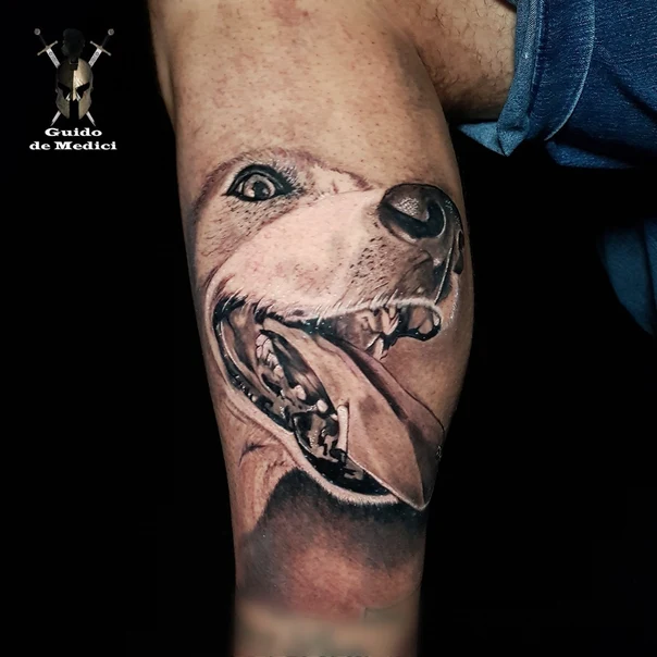 Realism Dog tattoo on Forearm