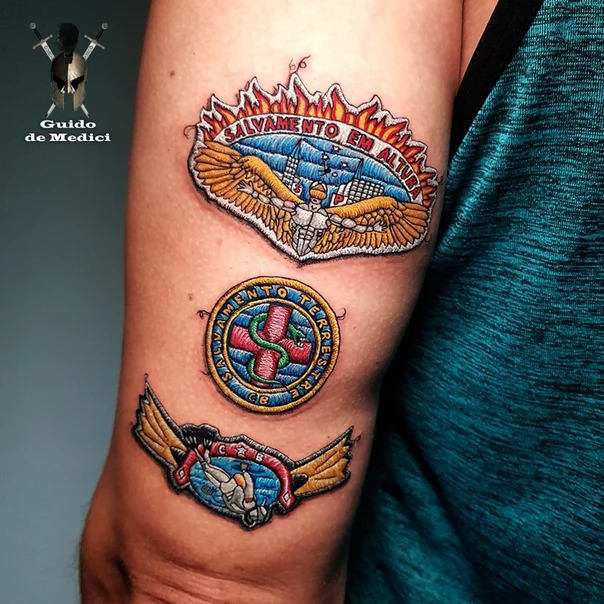 Illustrative Wings, Emblem tattoo on Forearm