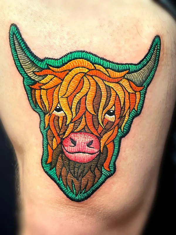 color illustrative tattoo on thigh #68583 | Tattoo Artist Gyeong