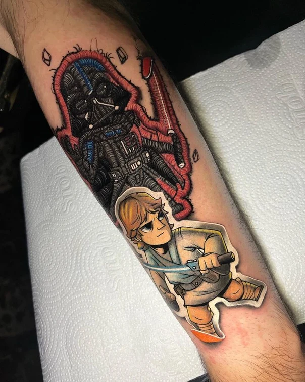 New School Star wars, Darth vader tattoo on Forearm