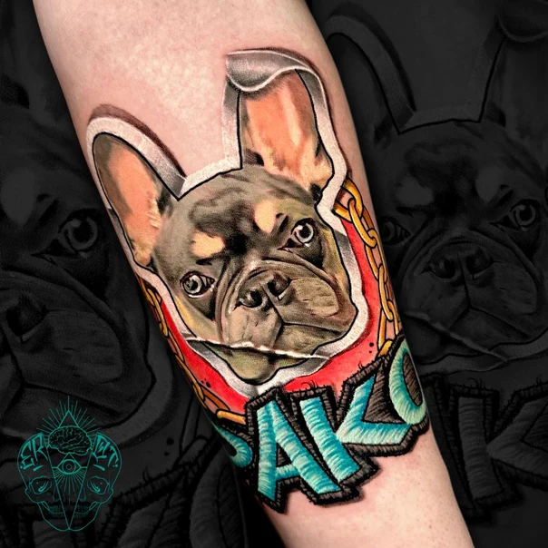 Realism Dog, Portrait tattoo on Forearm