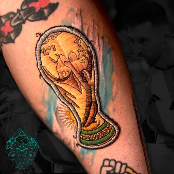 Realism Trophy, World map tattoo on Forearm