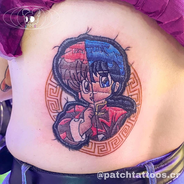 Anime Character tattoo on Stomach
