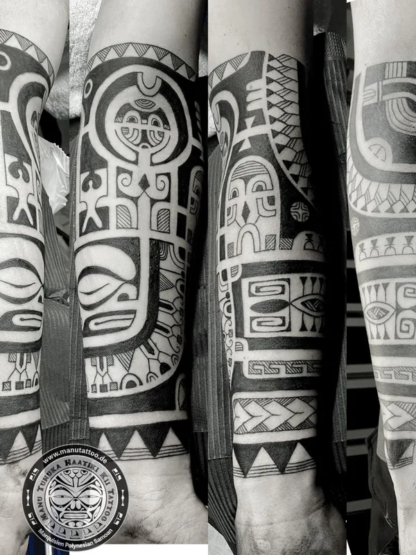 black tribal 纹身 在 forearm #68666 | 纹身师 Manu Kelley
