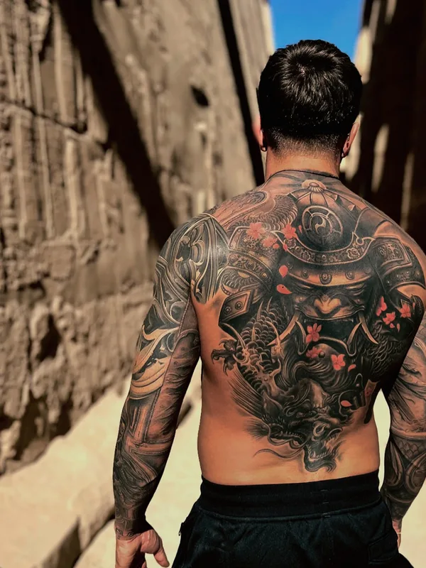 male black and grey japanese Tatuaggio su full back #68728 | Tatuatore Константин Киндяков