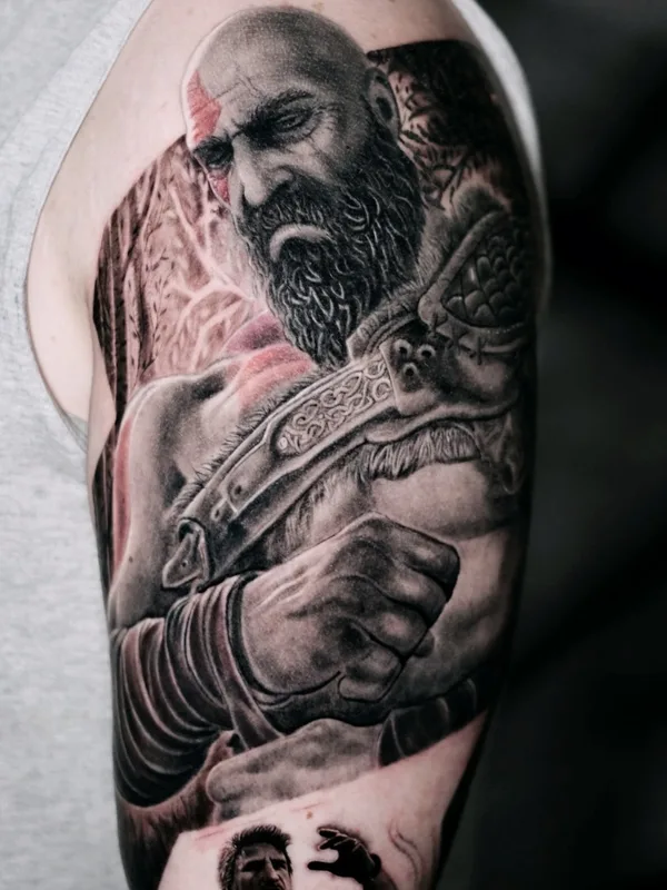 male black and grey realism Tatuaggio su full sleeve #68732 | Tatuatore Константин Киндяков