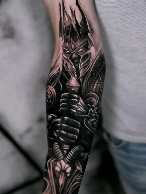 male black and grey realism Tatuaggio su full sleeve #68730 | Tatuatore Константин Киндяков