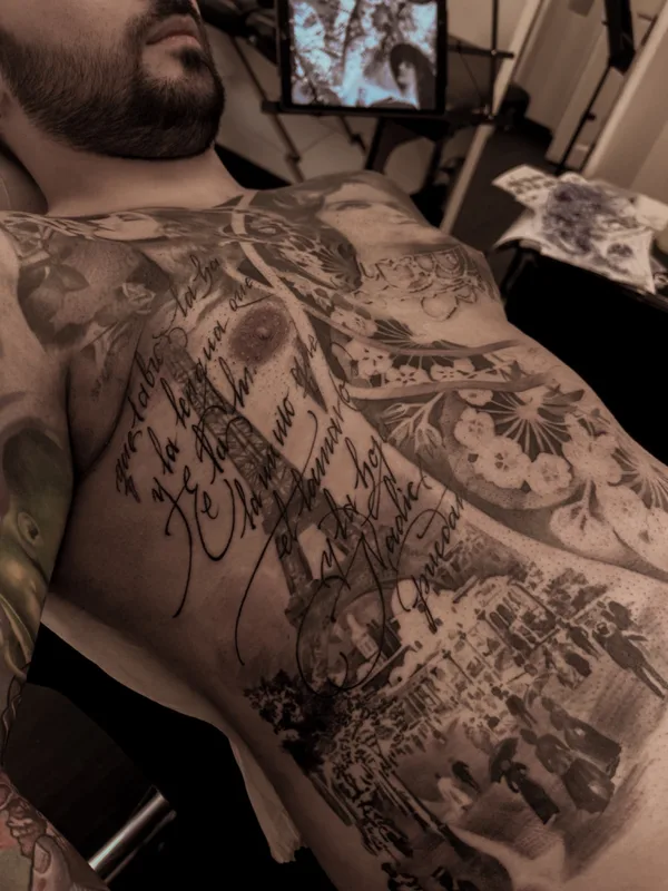 male black and grey black and grey tatuaje en chest #68798 | Tatuador Noa Yanni