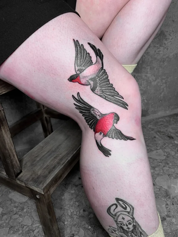 female color illustrative tatouage sur calf #68808 | Artiste tatoueur БОСС МОРОЗОВ