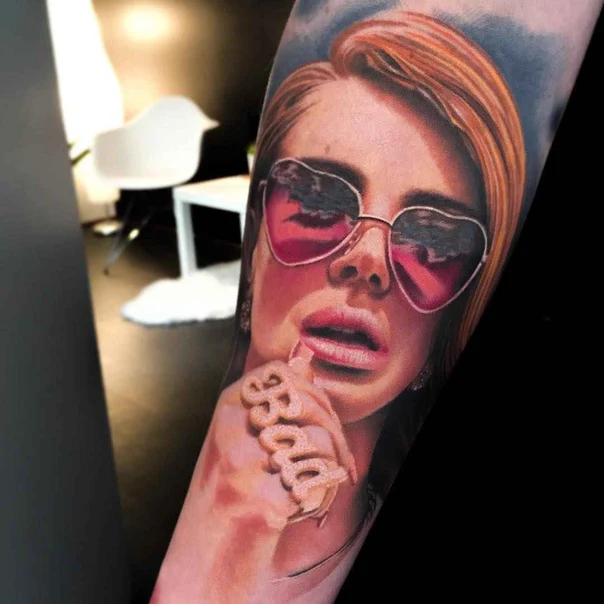 Realism Portrait, Sunglasses tattoo on Forearm