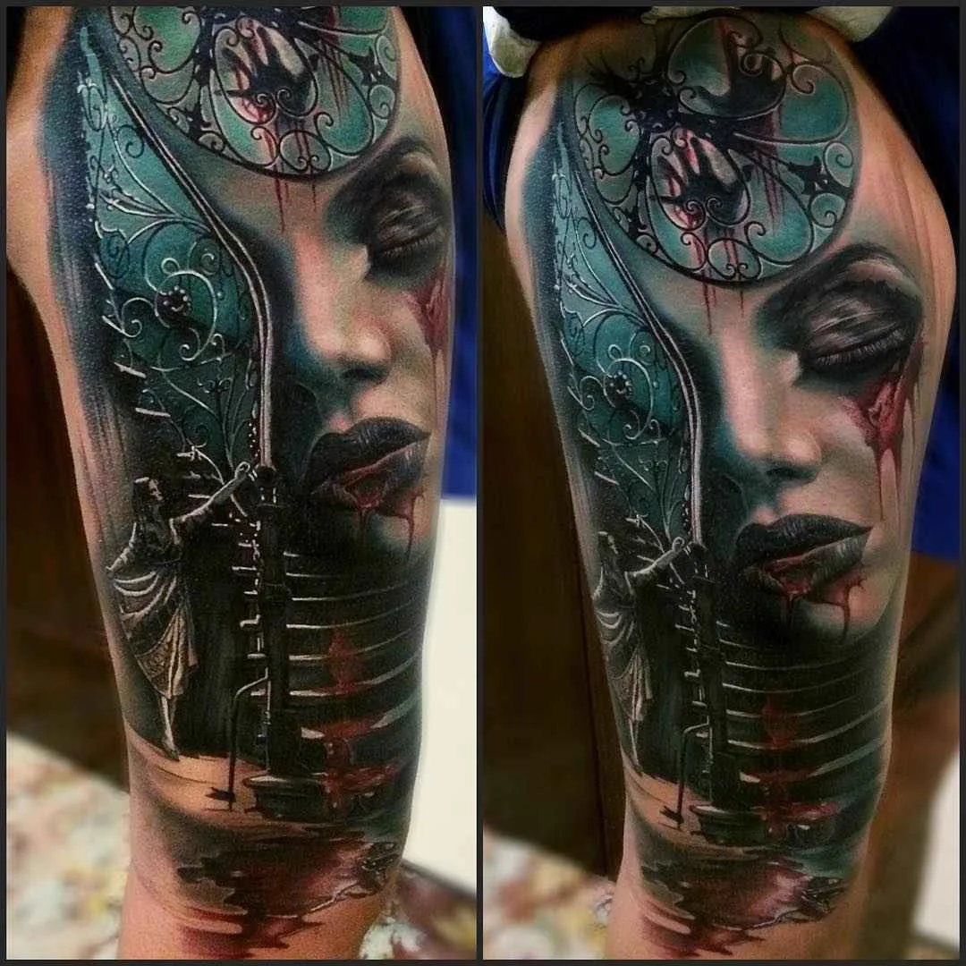 Тату-мастер Sam Barber атмосферные реализм татуировки цветные, черно-белые | Tattoo artist Sam Barber realism tattoo dark , color, black and gray