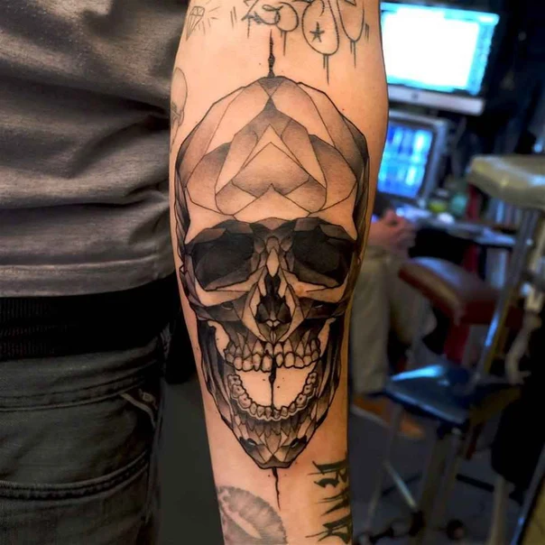 Geometric Skull tattoo on Forearm