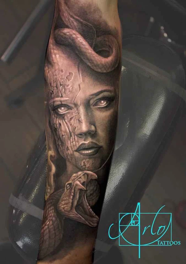 Realism Snake, Portrait tattoo on Forearm