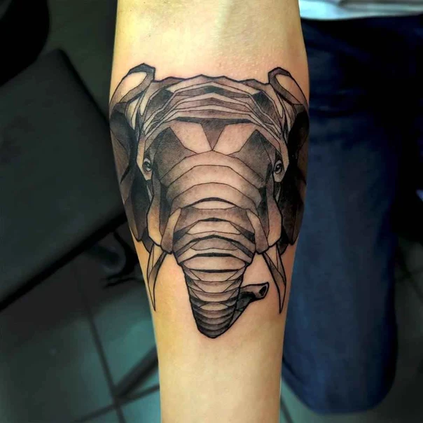 Geometric Elephant tattoo on Forearm