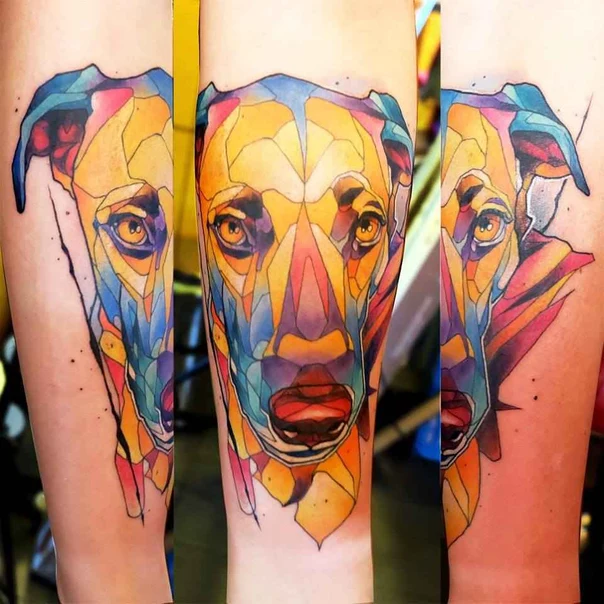 Abstract Dog tattoo on Forearm