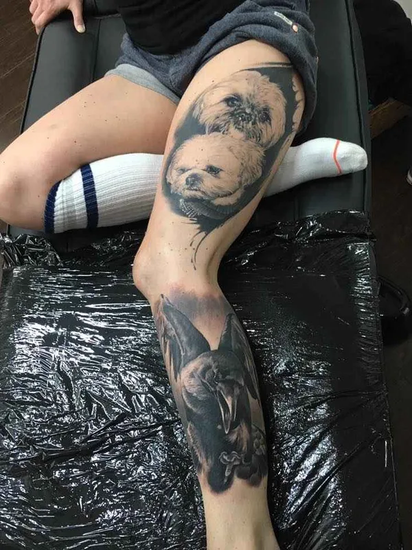 black and grey realism 타투 부위 thigh #684 | 타투이스트 Marcel Daatz