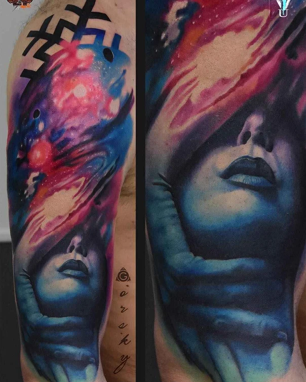 Realism Galaxy, Portrait tattoo on Full Sleeve