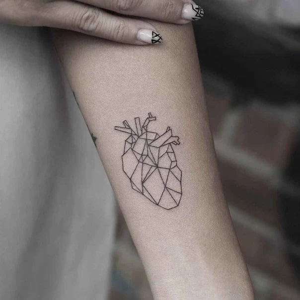 Geometric Heart tattoo on Forearm