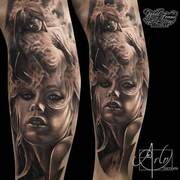 Realism Portrait, Woman tattoo on Forearm