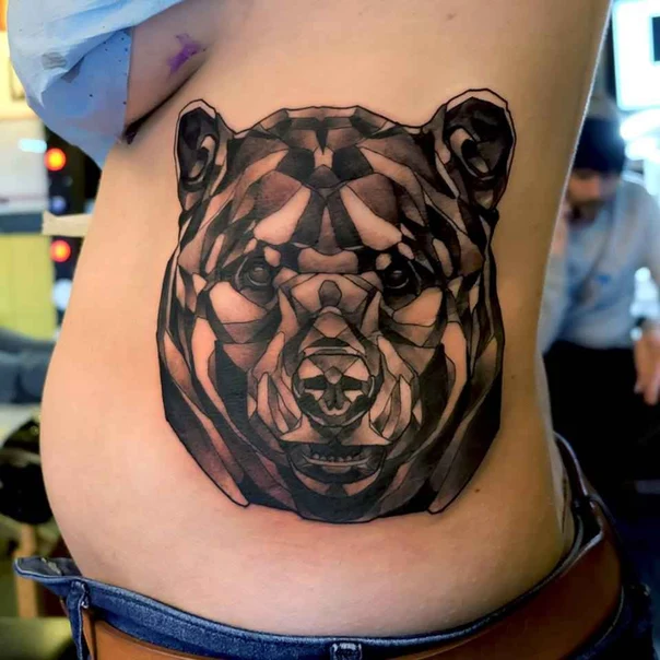 Geometric Bear tattoo on Side