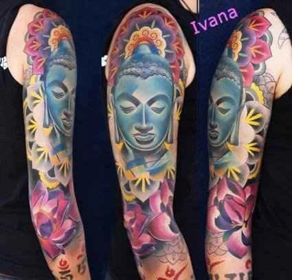 Illustrative Buddha, Mandala tattoo on Full Sleeve