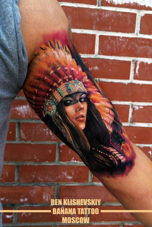 Реализм Native american tattoo на Предплечье