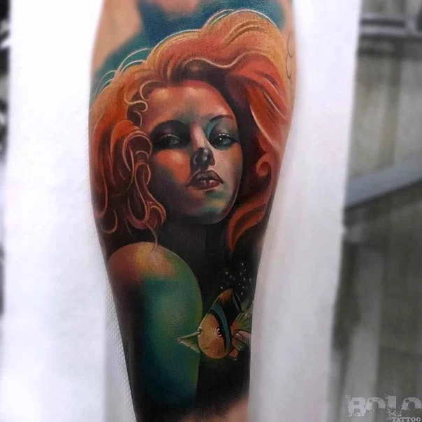 Realism Portrait, Fish tattoo on Forearm