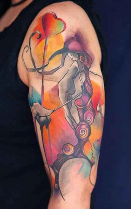 Abstract Figure, Heart tattoo on Upper Arm