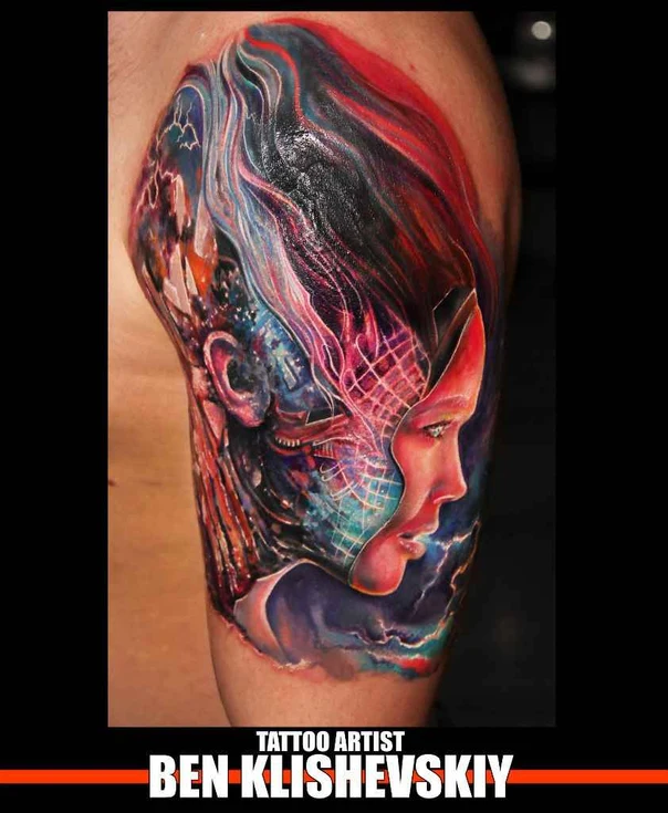 Сюрреализм Portrait, Abstract tattoo на Плечо