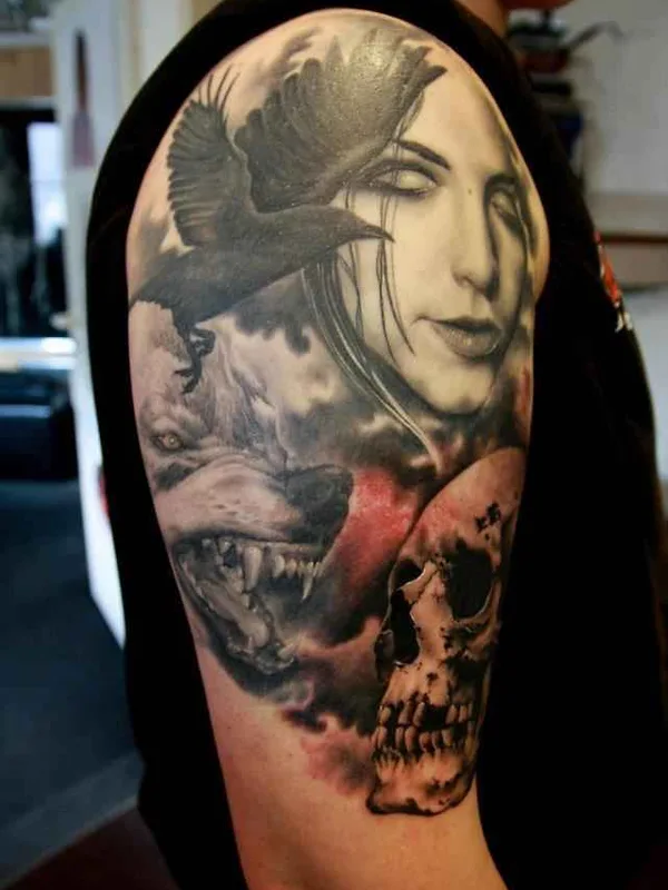 black and grey realism 타투 부위 upper arm #685 | 타투이스트 Marcel Daatz