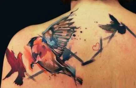 color watercolor tattoo on shoulder blade #730 | Tattoo Artist Ivana Belakova
