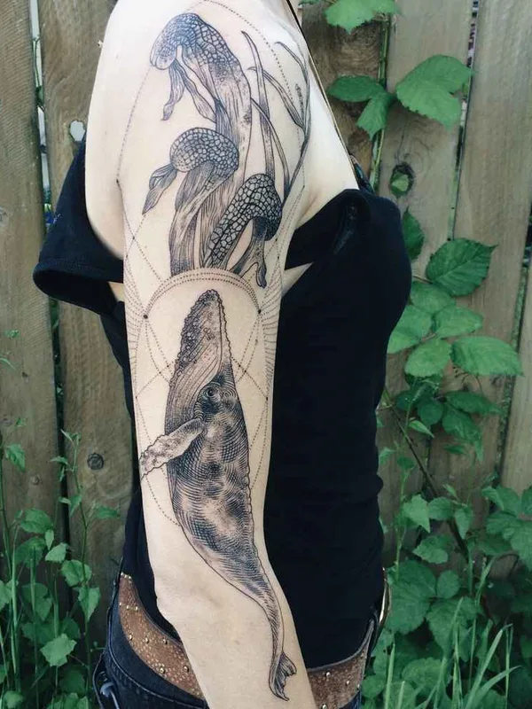 female black and grey illustrative tattoo on upper arm #463 | Tattoo Artist Pony Reinhardt
