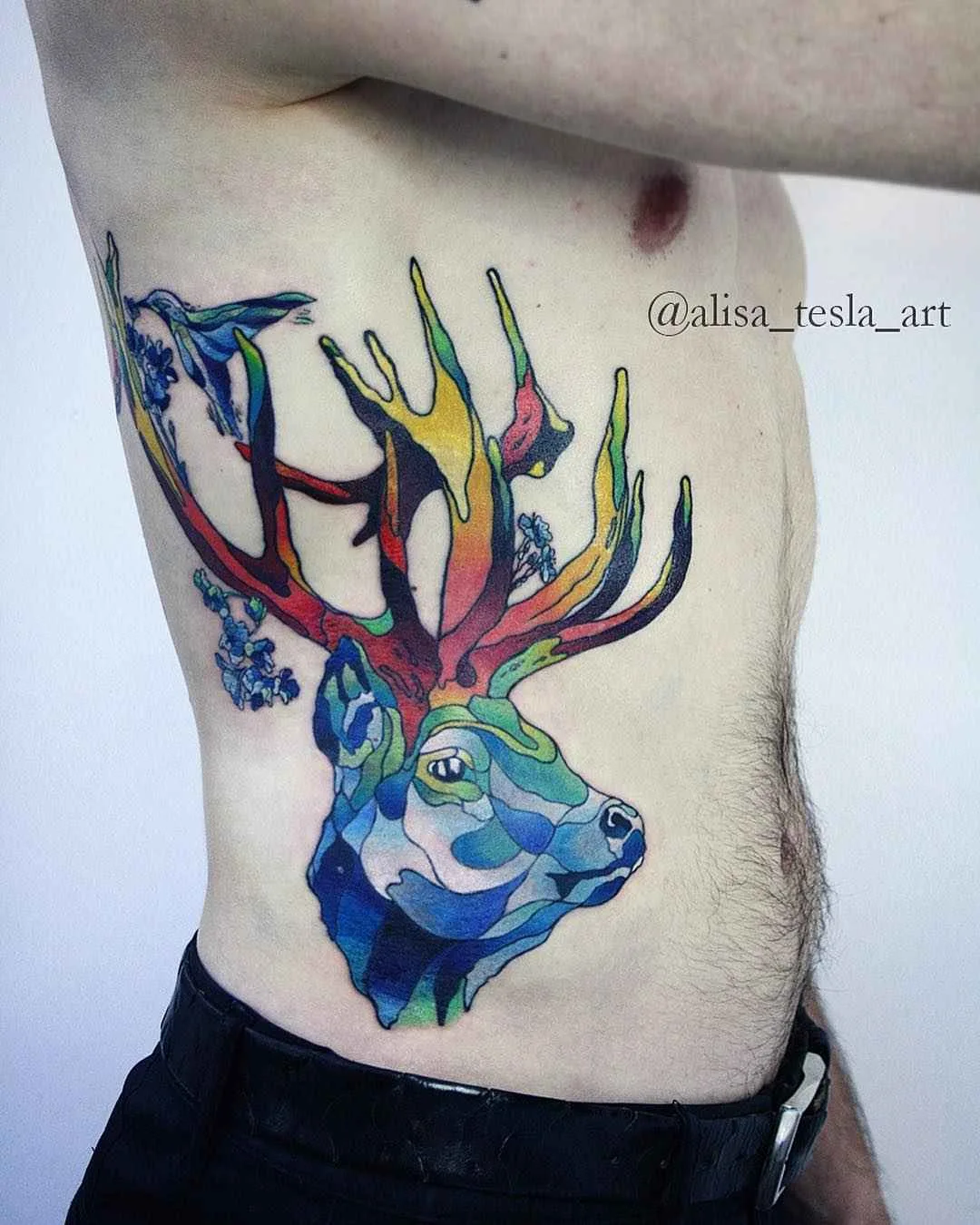 Tattoo artist Alisa Tesla, lightness romantic watercolor tattoo
