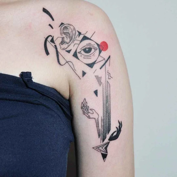 Geometric Eye, Hand tattoo on Shoulder